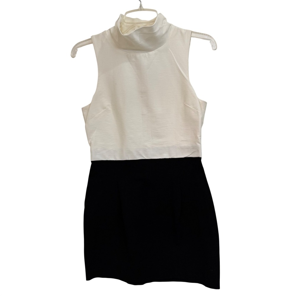 Ivonne Colorblock Mock Neck Sleeveless Mini Dress Black White Sz‎ CH  Small EUC